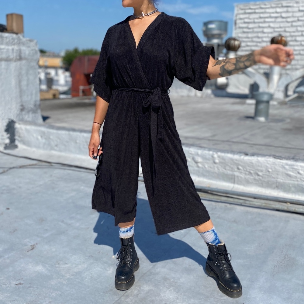 ASOS Black Crinkle Jumpsuit